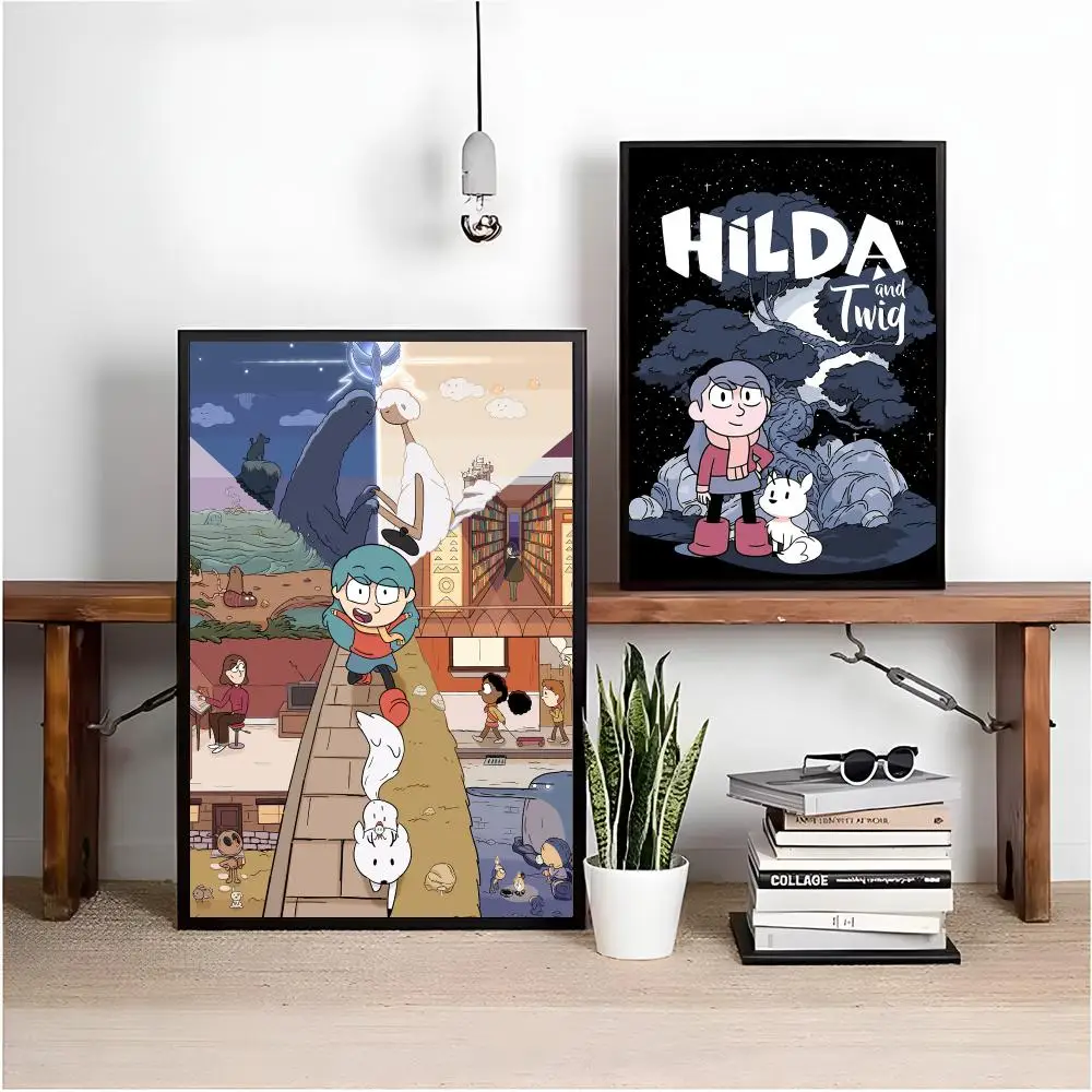 H-Hilda Cartoon Girl Anime Poster Matte Peel And Stick Self Adhesive PVC Removable Waterproof Frameless Bedroom Living Room