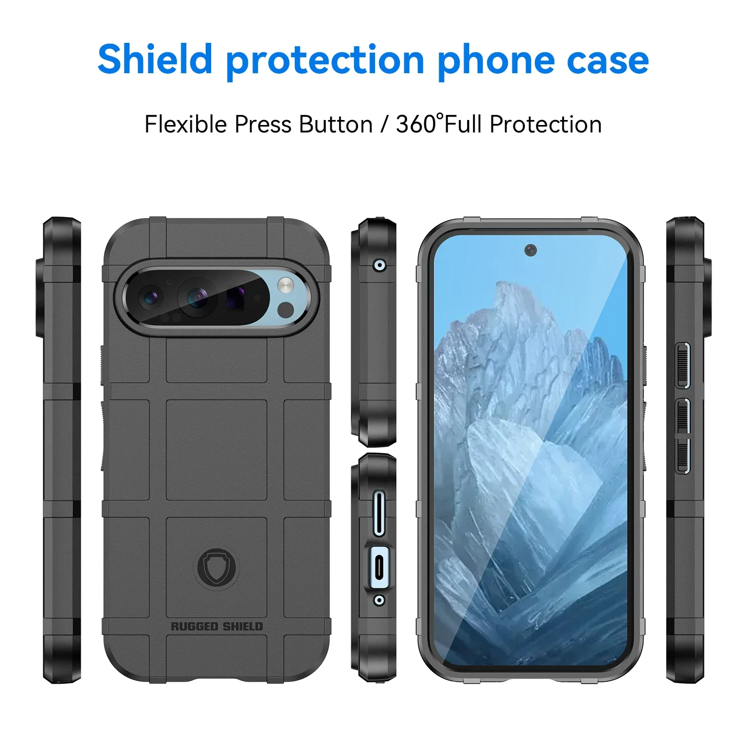 Rugged Non-slip Texture Shield Shockproof Phone Case For Google Pixel 9 Pro XL Soft TPU Rubber Silicone Protective Back Cover