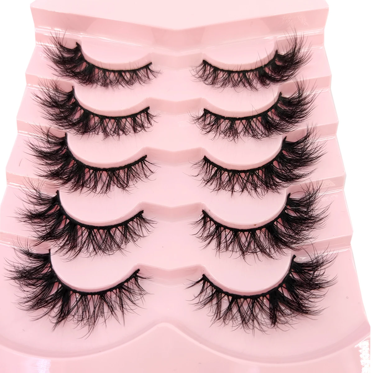 AMSDCN Neue 3D natürliche Nerz wie falsche Wimpern D-Roll flauschige weiche 5-Paar Manga Wimpern Wispy natürliche Wimpernverlängerung Make-up