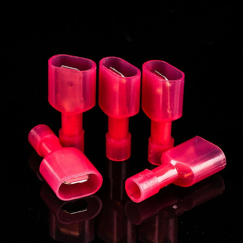 20 PCS FDFN1.25-250 Nylon Insulated Tab Terminals - 22-16AWG Quick-Disconnect Kit for Automotive Lighting Repair (M/F Pair)