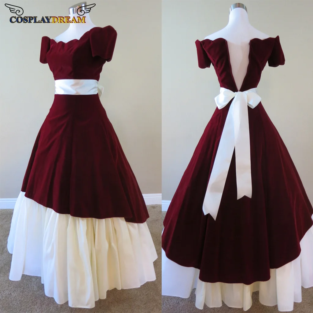 Historical Victorian Velvet red and white ball dress Vintage Victorian Elegant Evening Dresses Princess Dresses Birthday Dresses