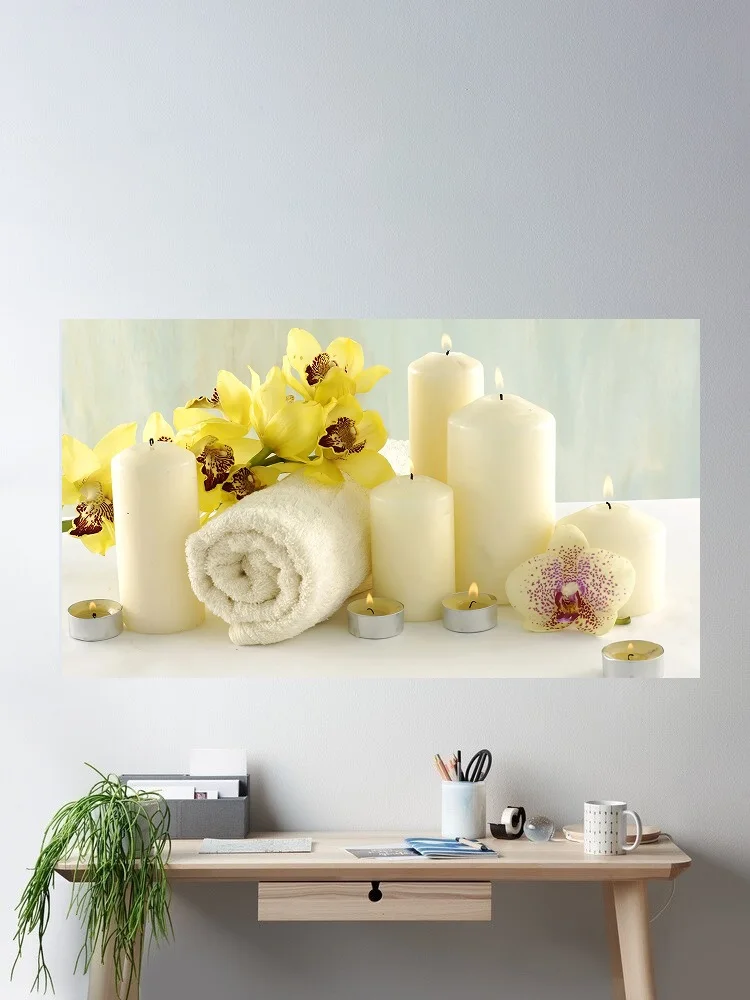 Affiche sur toile imprimée sur le thème de l'orchidée Still Life Tranquil Spa Essence, décor de salon, tableau mural de maison