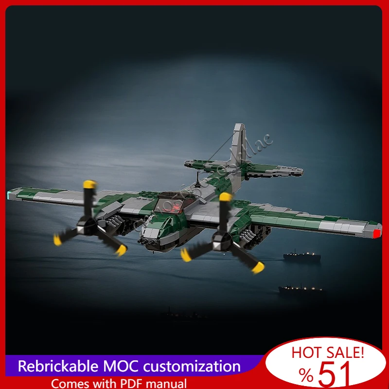 

1245Pcs MOC WWII DH.98 Mosquito Twin Engine Night Fighter Model DIY Assembled Educational Creative Children Toy Festival Gift