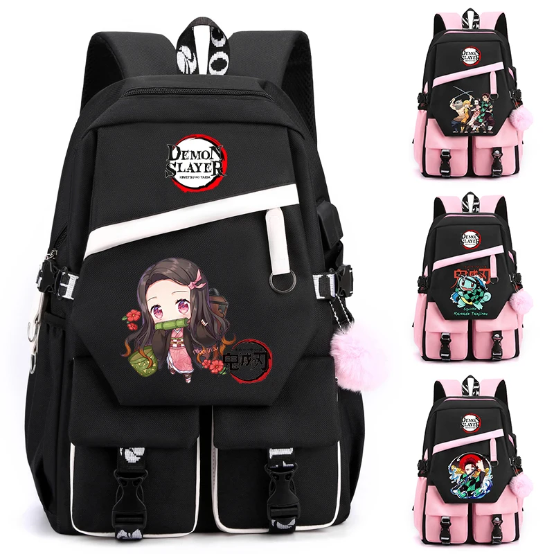 

Demon Slayer Backpack Teenage Girl Boy Mochilas Student Back To School Backpack Hildren School Bag Canvas Leisure Women Rucksack