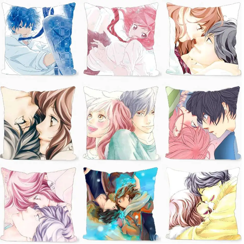 Blue Spring Ride Cartoon anime Cushion Cover Inches Farmhouse Decor Home Throw Pillow Covers for Couch Decorations