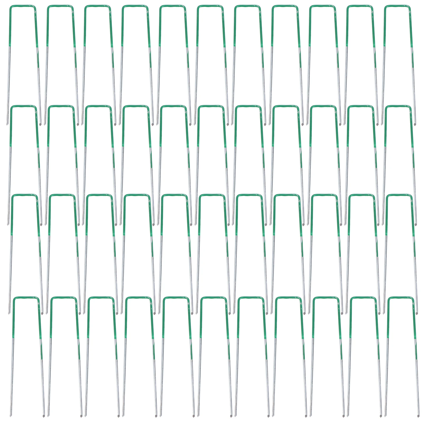 

50pcs Coated Green Metal Stakes Durable Rustproof Garden Pegs Lawn Fixing Camping Plants Support Sturdy Sod Staples