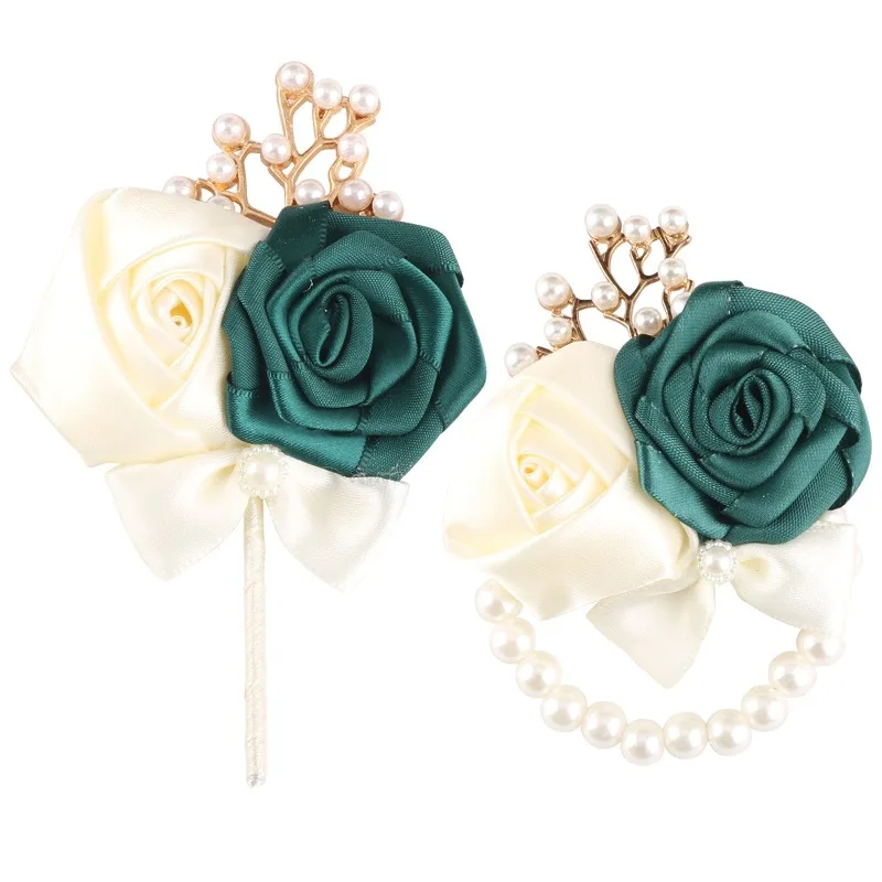 Brust-Blumen-Set für Braut und Bräutigam, Hochzeit, Brautjungfer, Handgelenk, Blume, Revers, Blume, Hochzeitsfeier, Uniform-Accessoires