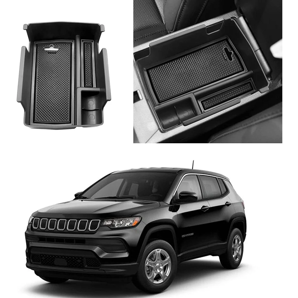 Center Console Organizer for Jeep Compass 2021 2022 Armrest Secondary Storage Box Insert Tray Accessories,Black