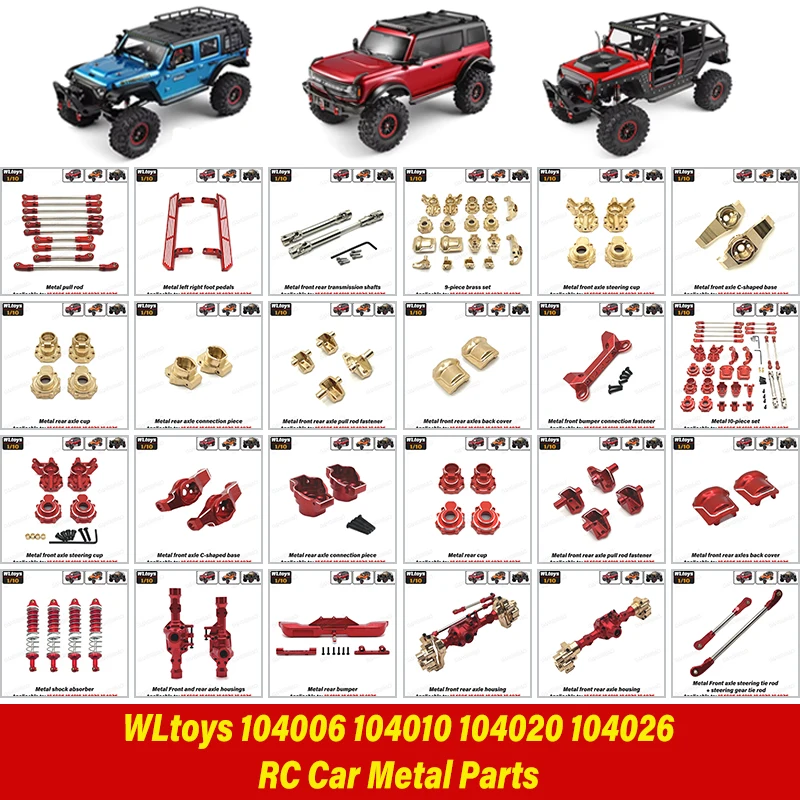 WLtoys 1/10 Metall-Upgrade-Zubehör für 104006 104010 104020 104026 Hinterachsbecher Zugstange Hinterer Stoßfänger Chassis-Panzerung Metall-Kit