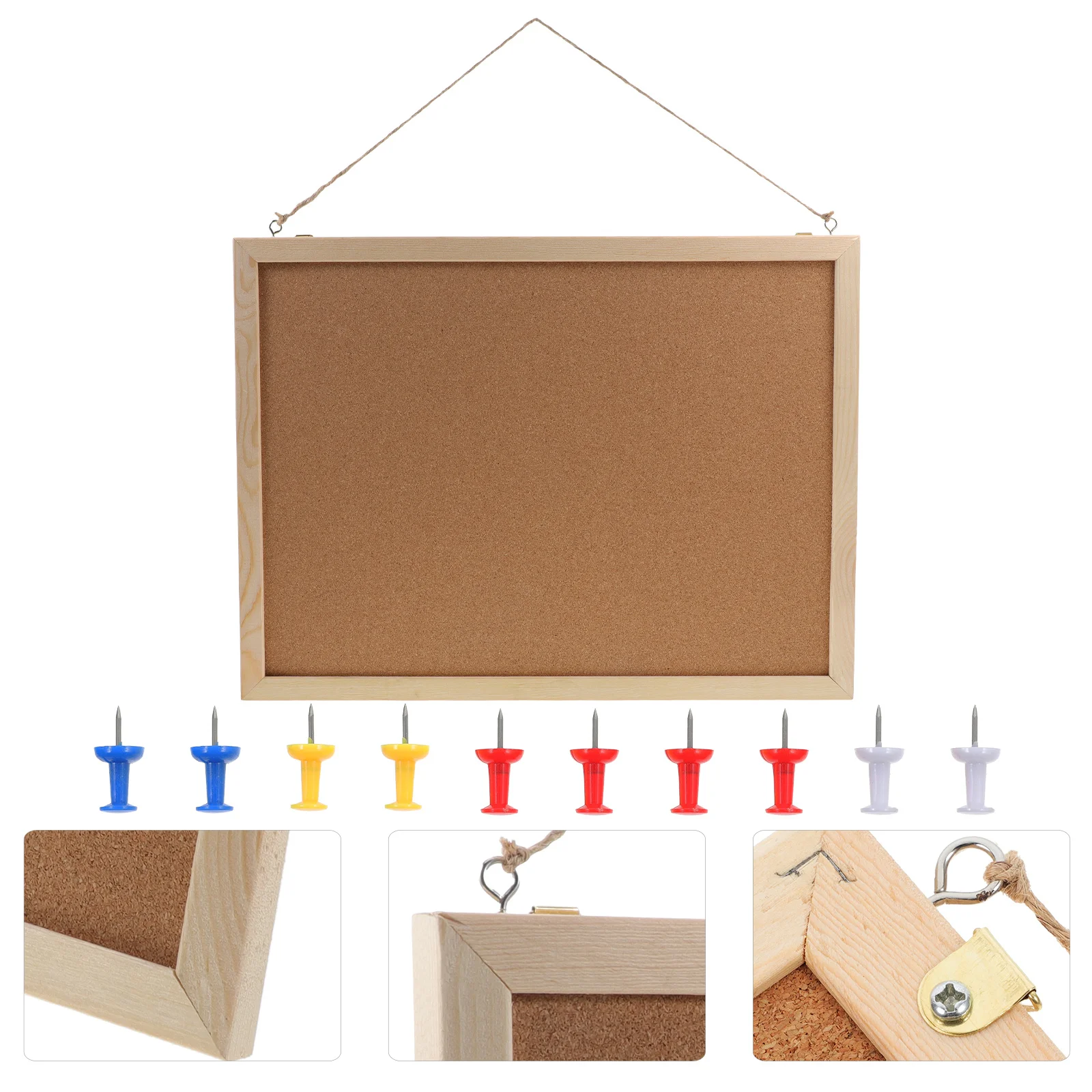 

Versatile Double-Sided Corkboard Home Office Display Photos Notes Messages Wooden Easy to Hang Space-Efficient