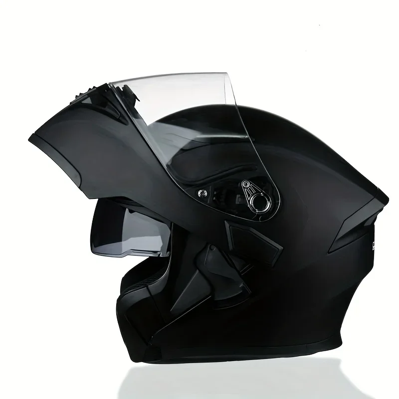 

Full Face Motorcycle Helmet, Unisex All-Encompassing Open-Face Design, Winter Safety Cap, Matte Black, Durable ABS Materia