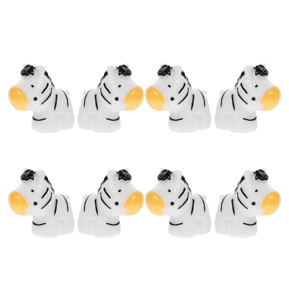 8 Pcs Mini Zebra Ornament Toys Figurines Small Zebras Resin Figures Table Decorations Succulent Plants