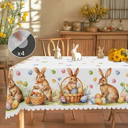 1 Easter Round Tablecloth, 5 Sizes Available, Easter Tulip Egg Rabbit Printed Square Tablecloth, Edge Embossing Process, Spring Garden Tablecloth Decoration, Tablecloth for Daily Home Kitchen, Terrace, Easter Decoration