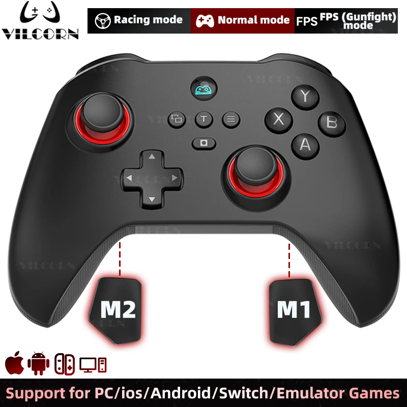 VILCORN PC Gaming Controller FPS Wireless Pro Gamepad For PS4 Switch Android IOS with Micro Motion Hall Trigger Joystick