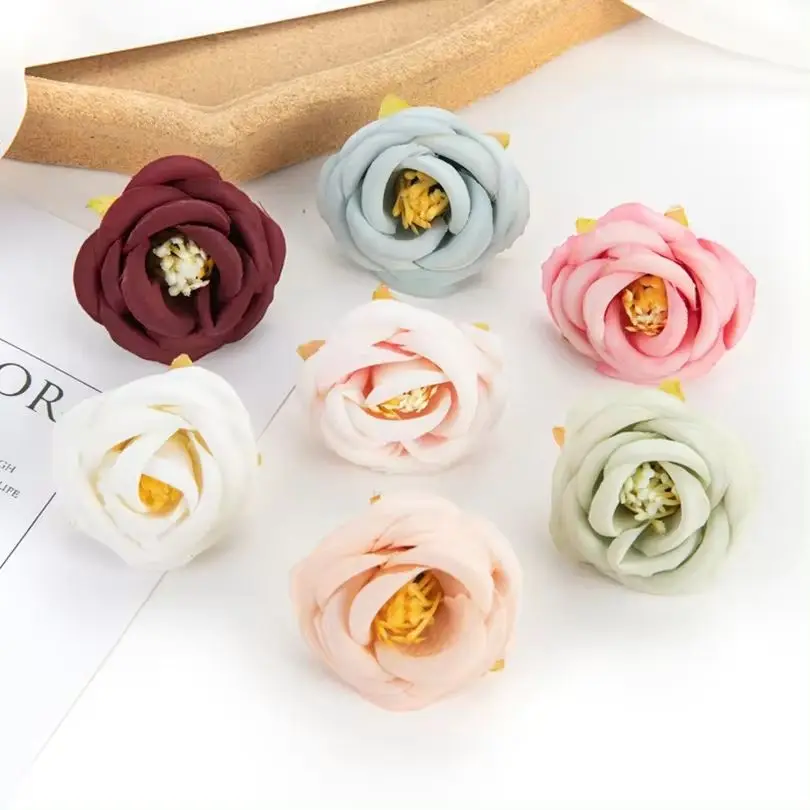 5/10Pcs Artificial Flower Silk Tea Rose Bud Scrapbook Diy Home Vase Wedding Candy Box Christmas Wreath Outdoor Garden arch Decor