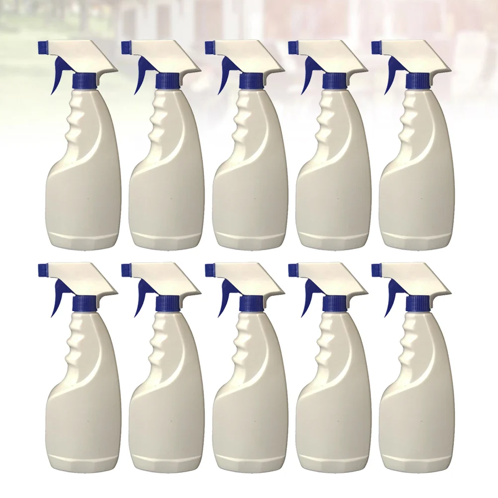 10pcs 500ml Plastic Spray Bottle Fine Mist Watering Sprinkler   Garden Watering Can for Home Cleaning Hairdressing (White)