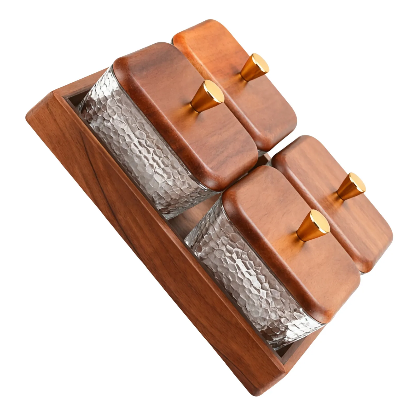 1Set Walnut Wood Glass Divided Serving Tray Sectional Candy Box Multipurpose Snack Organizer Nuts Platter Party Treat Bowl