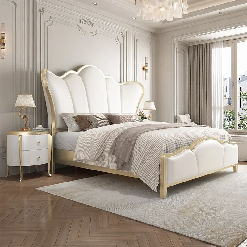 

Women Princess Luxury Double Bed Gold Storage Modern Queen Size Queen Bed Adults Villa Postmodern Camas Queen Unique Furniture