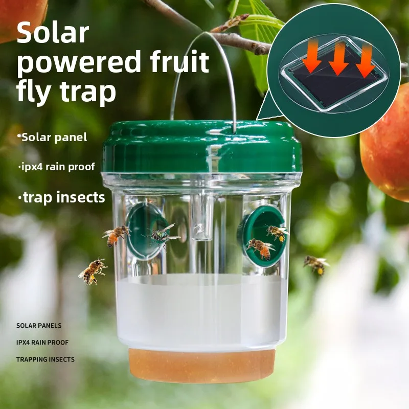 Solar Powered Wasp Trap Bee Catcher Outdoor Hanging Insect Trap for Hornet Fly Fruit Fly in Garden Orchard Yard