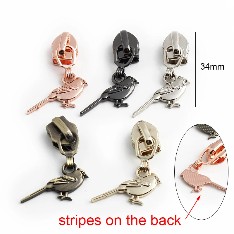 Bird shape 5# Zipper Silder for Nylon Zips Jacket Bag Purse Pockets Zippers Heads Repair Kits DIY Garment Sewing Accessories