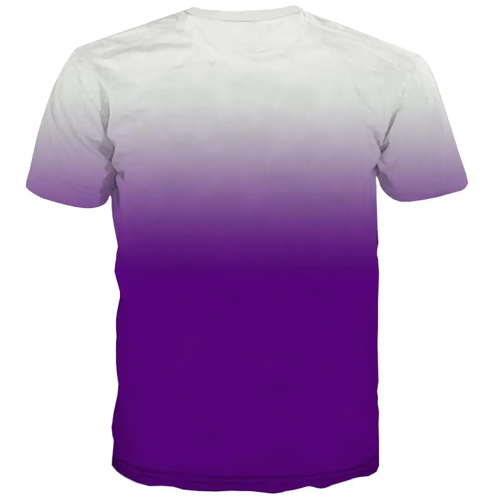 2022 Oversized Men\'s 3d Gradient T Shirt Casual Solid Color Purple Anime Clothes Hip Hop Printed Clothes