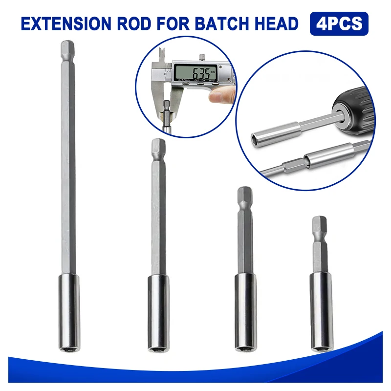 Screwdriver Bit Extension Rod 1/4 Hex Batten Head Quick Change Power Screw Driver Adapter Attachment Long Handle Magnetic Tool