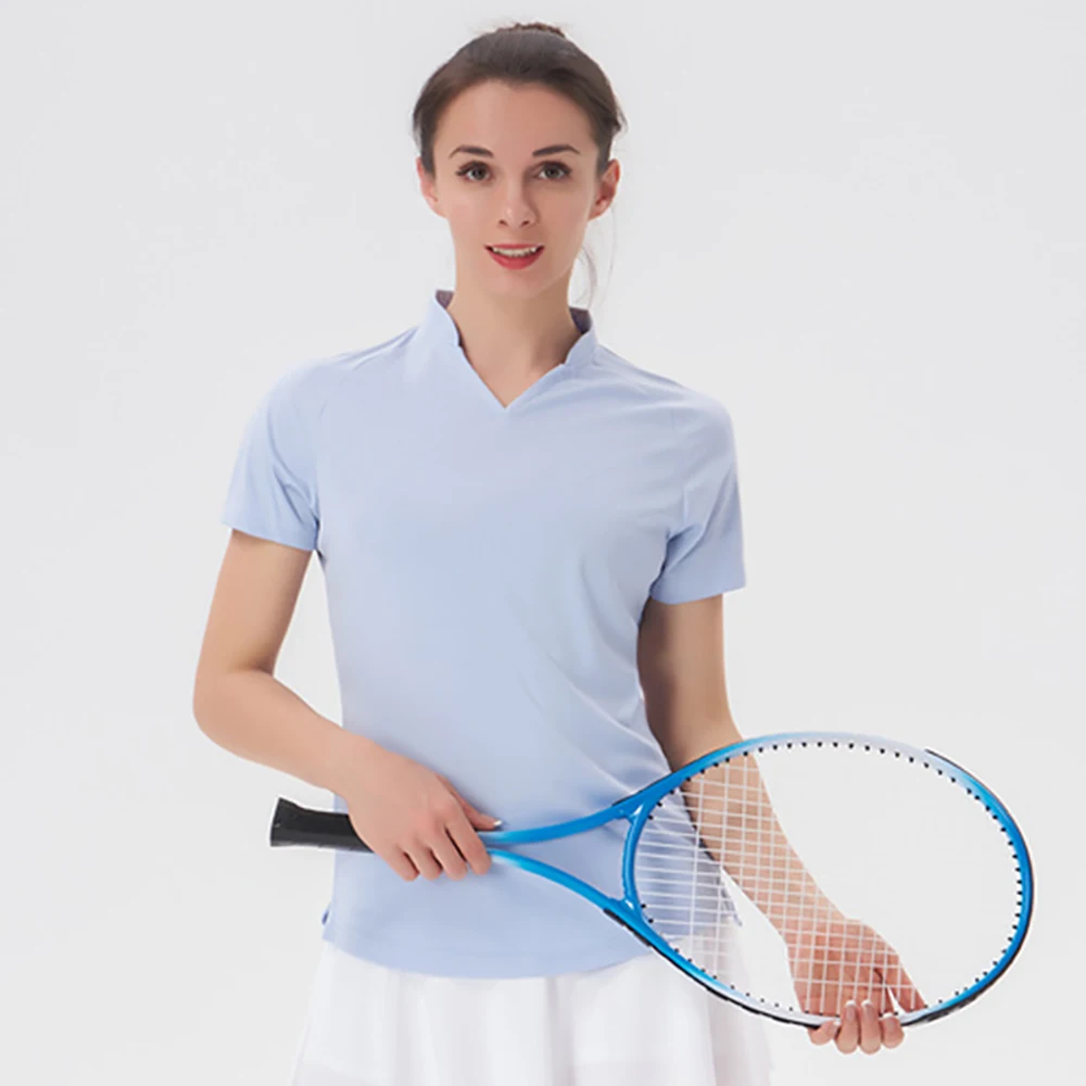 Women Golf Shirt V -Neck Short Sleeve Top Quick Drying T-Shirt Football Tennis Fitness Running Gym Casual Sports T-Shirt Shirt