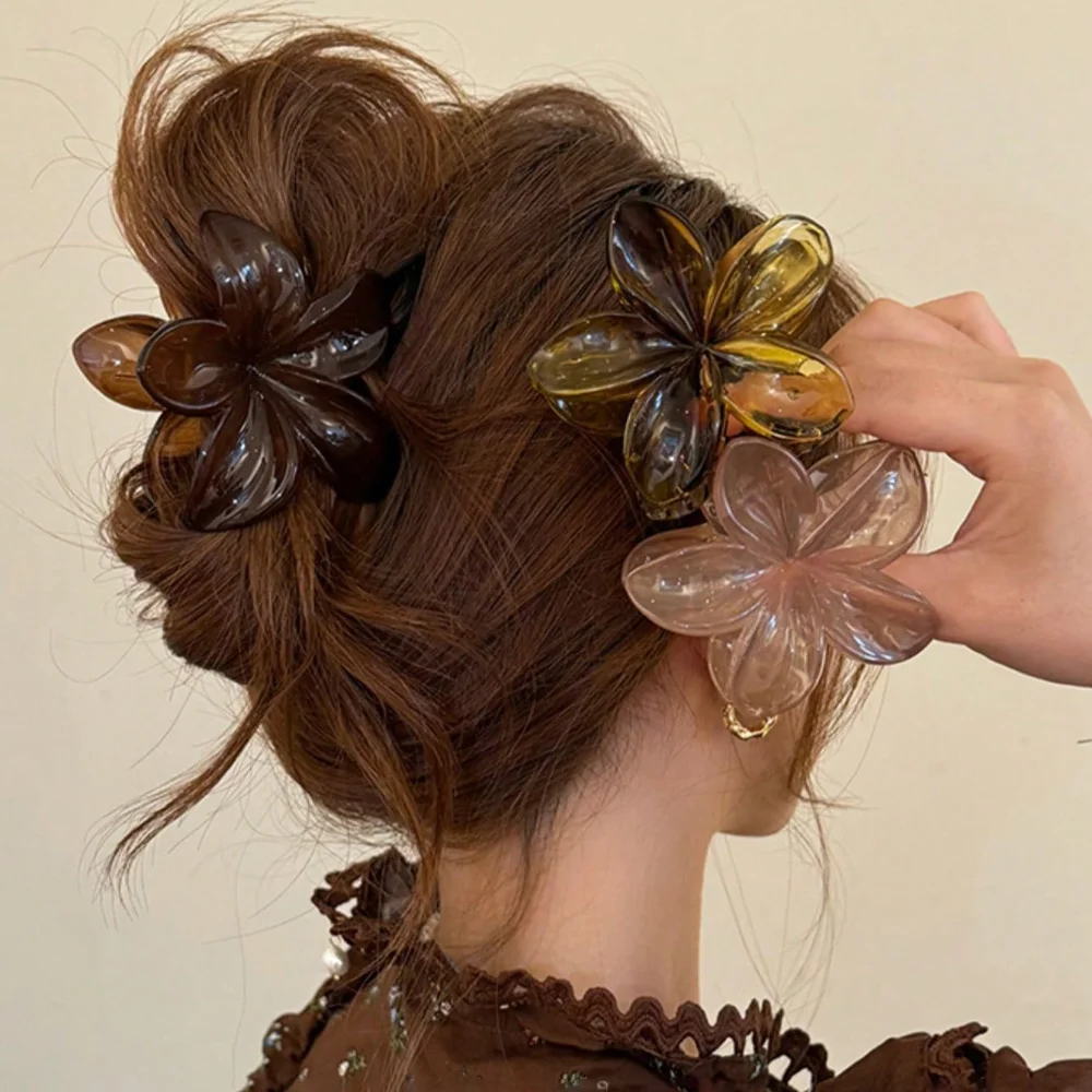 

Женские лазерные заколки для волос в форме цветка русалки, 8 см/3,15 дюйма, большие, коричнево-бежевые, легкие, пластиковые, модные и стильные