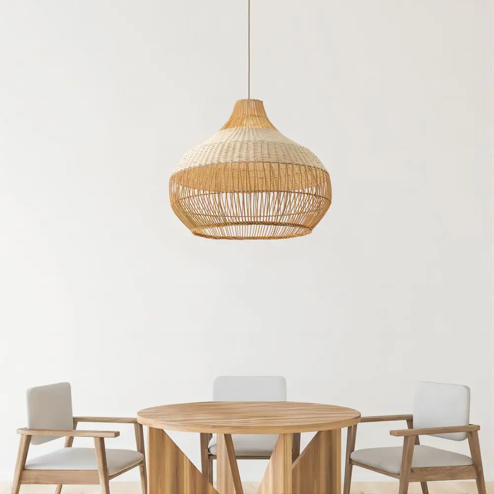 Southeast Asian Rattan Pendant Light - Organic Woven Ceiling Lamp for Coastal Bedroom/Hotel Decor