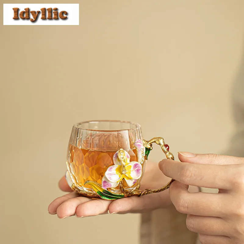 

70ml Enamel Color Crystal Glass Abrasion Cutting Teacup Zen Tea Bowl Mug Tea-tasting Smelling Cup Jianzhan Master Cups For Tea