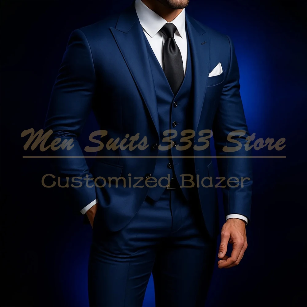 

Мужские костюмы Slim Fit для свадьбы, роскошный однобортный пиджак с лацканами, подплечники, роскошный пиджак для жениха, брюки, жилет