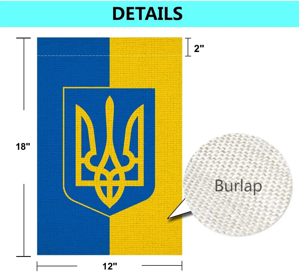 Ukraine Burlap Garden Flag Double Sided Vertical Ukrainian Outside Decorative Small Flags for Yard Lawn Farmhouse, 12 x 18 Inch