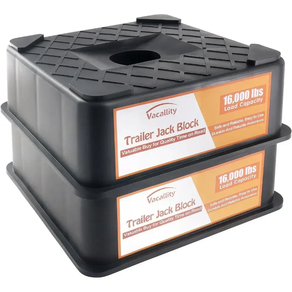 RV Trailer Jack Block, Trailer RV Stabilizer Blocks, 2 Pack Up to 16000 Lbs, Heavy Duty Sturdy Utility Jack Stand for 5th Wheels