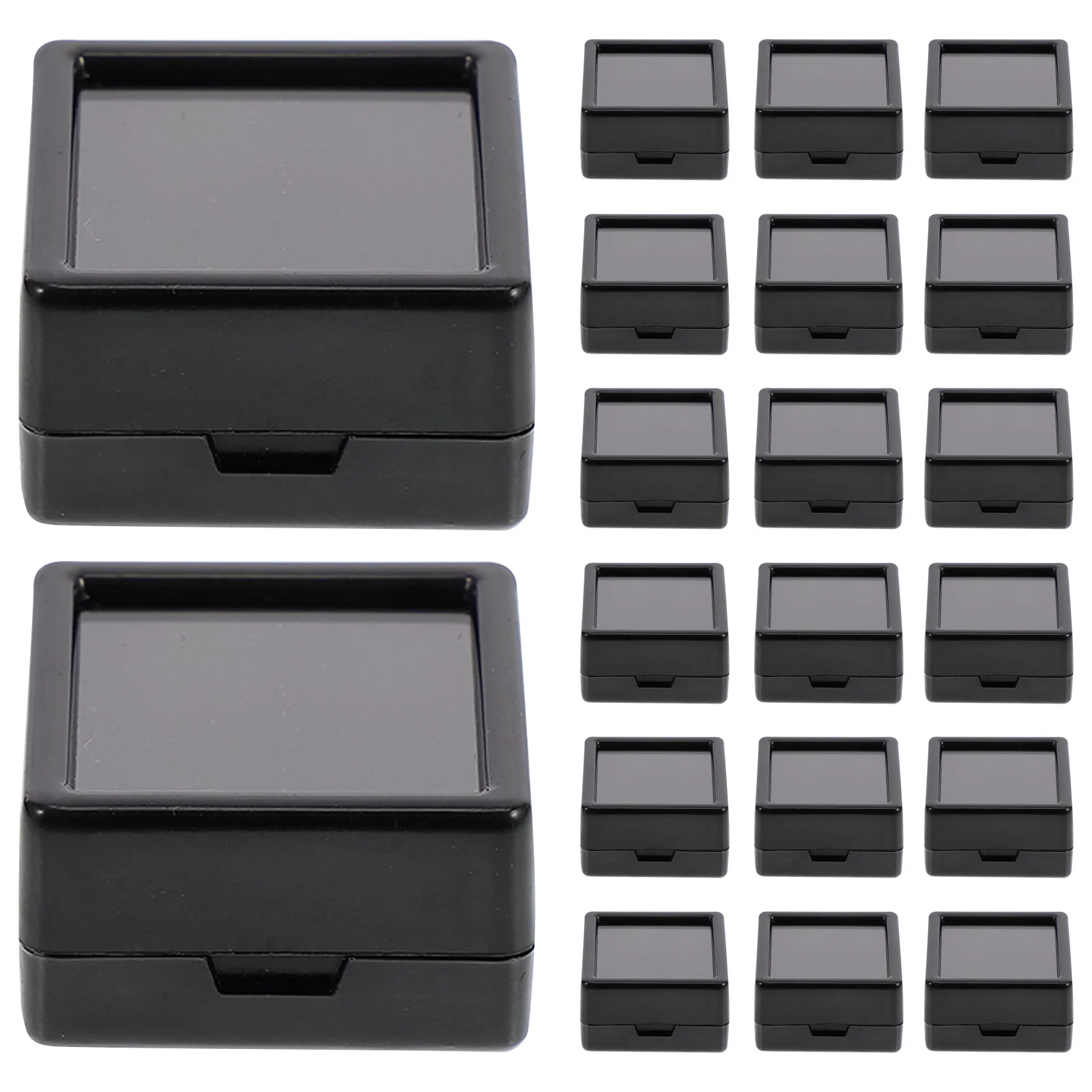 

Набор из 24 черных футляров для хранения драгоценных камней с прозрачной крышкой, прочная шкатулка для ювелирных изделий, органайзер для коллекции камней и кристаллов