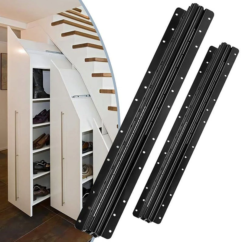 Professional Load Bearing Silver Black Color Staircase Cabinet Bottom Mounted Drawer Slide