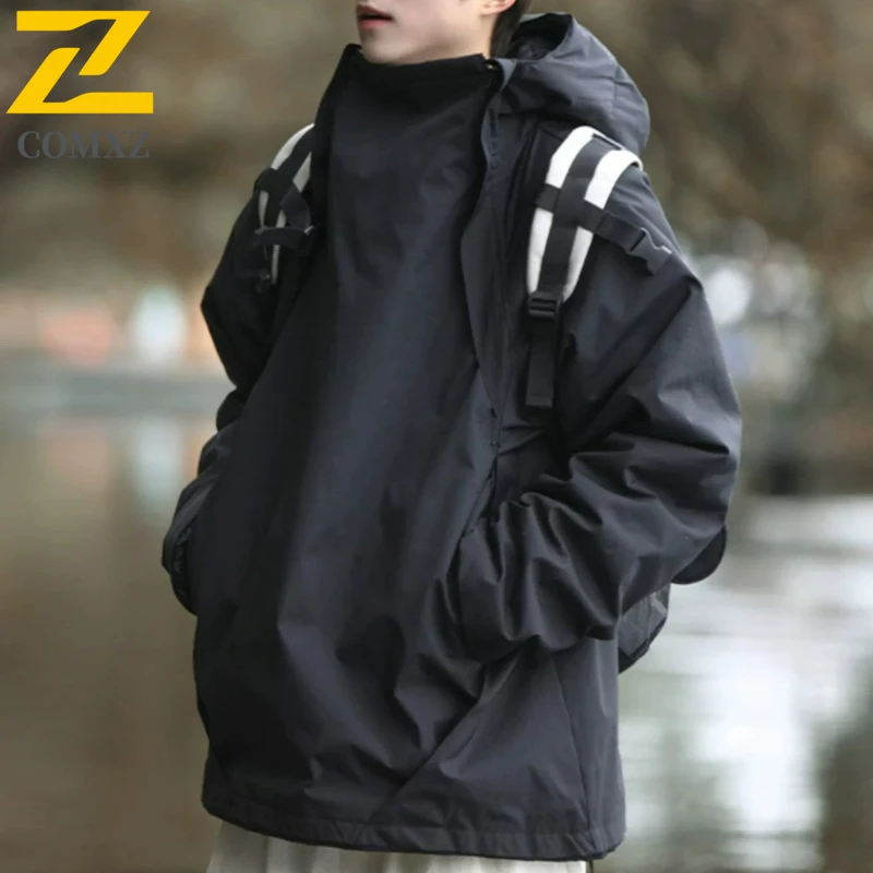 

COMXZ Loose Coat Windproof Waterproof Solid Color Jogger Camping Biker Jacket Climbing Scratch Resistant Men's Rainproof Coat