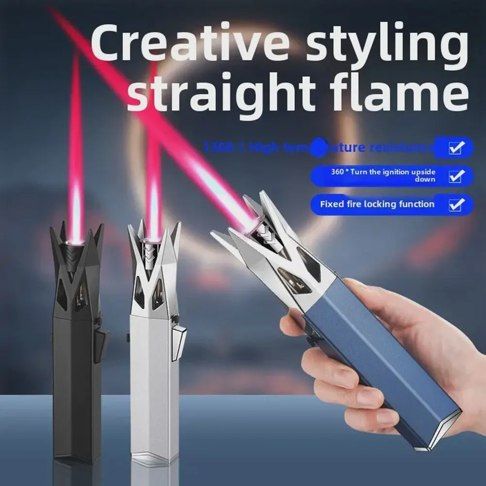 

Windproof Butane Lighter Jet-Torches Lighter Adjustables Red Flames Inflatable Lighter for Outdoor BBQ