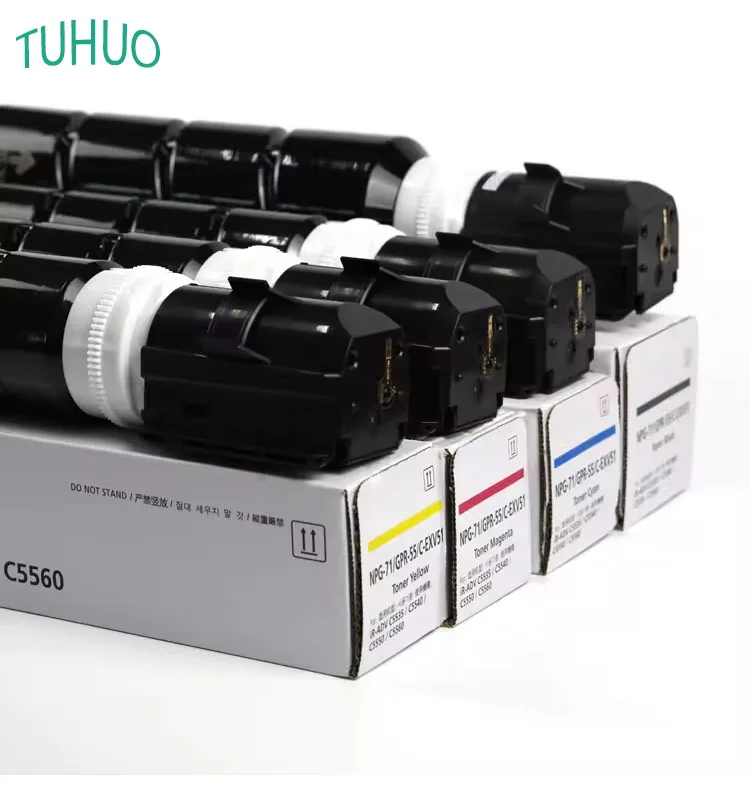 1PCS NPG-71 NPG71 G71 Toner Cartridge Compatible For Canon C5535 C5540 C5550 C5560 Printer GPR-55 C-EXV51 Color BK:600g CMY:450g