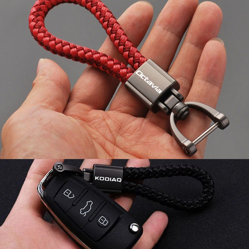 

For SKODA KODIAQ Skoda Octavia Cars Accessories High Quality Leather Keychain