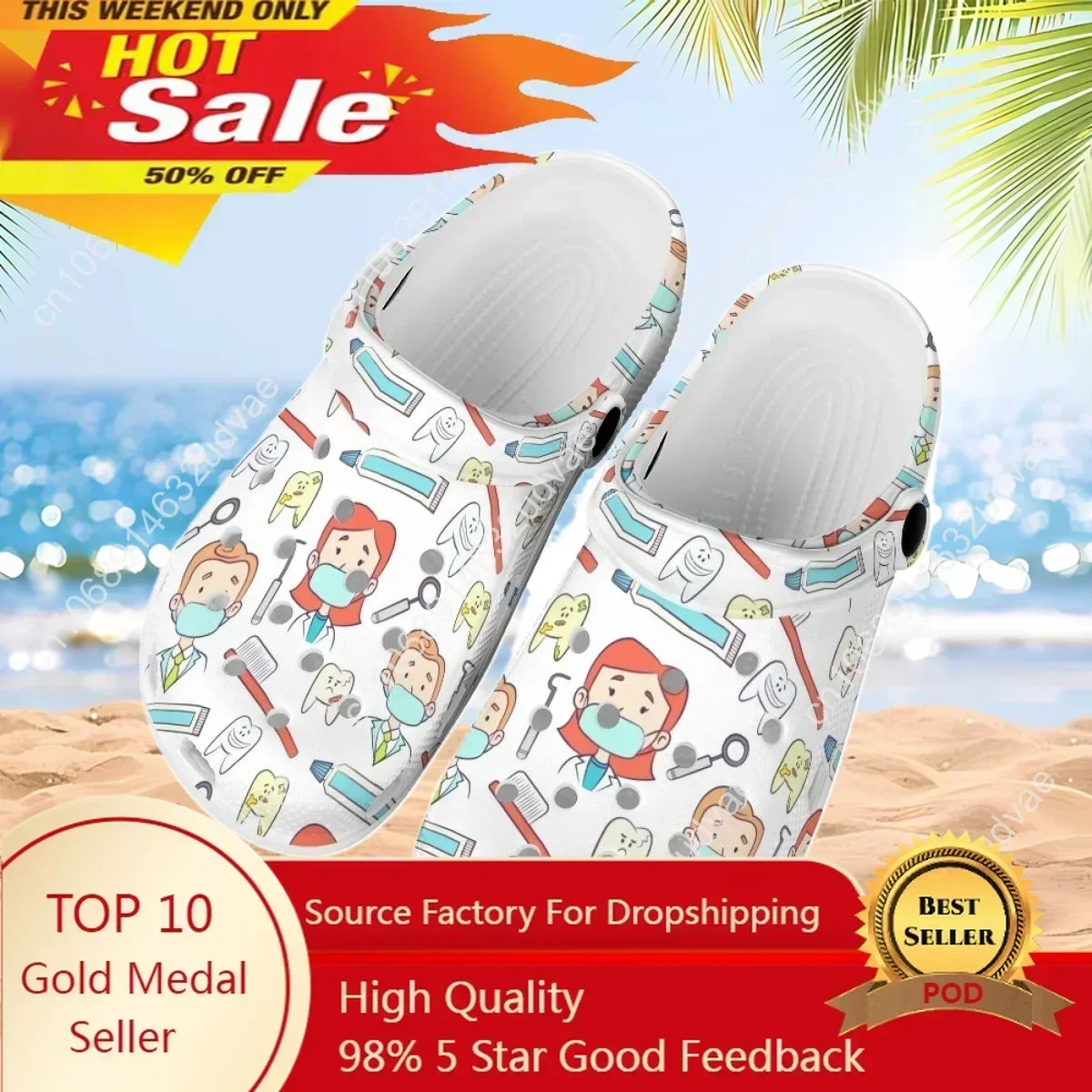 

Dentist Dental Clogs for Women Mens Summer Lightweight Hole Shoes Comfort Shockproof Cushion Indoor Slippers Girls Nurse Sandals