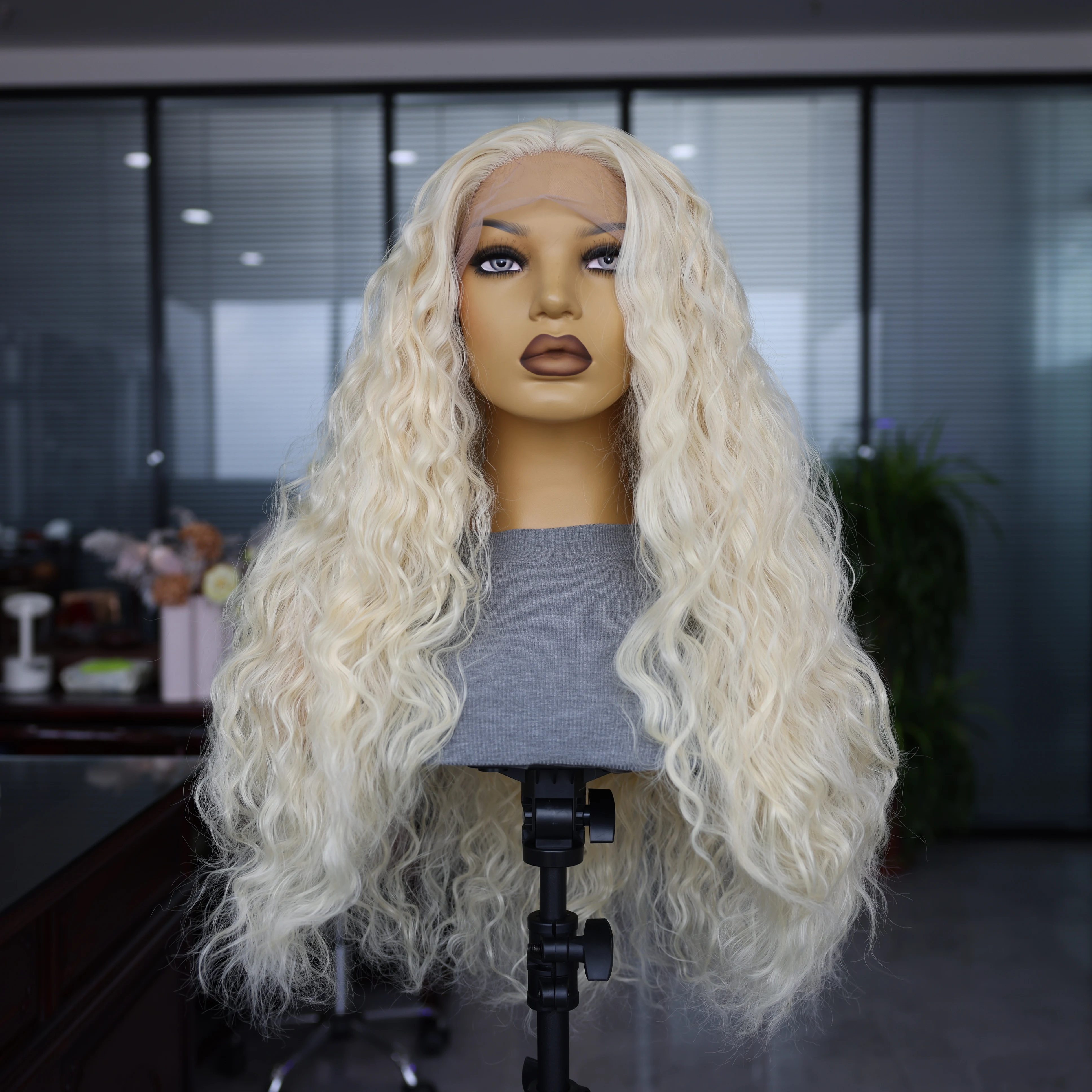 

AIVA White Brown Synthetic Glueless Wig Women Curly Wig Silky Easy Maintenance Heat Resistant Hair Long White Cosplay Dating