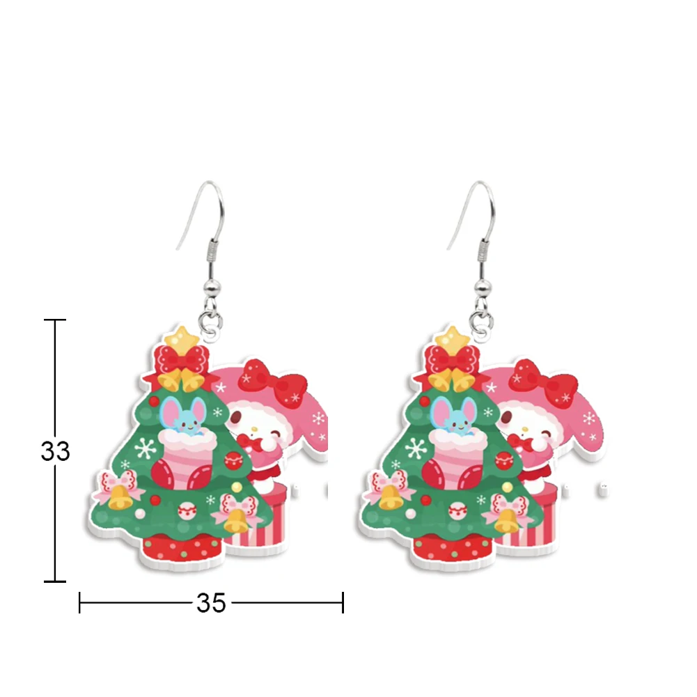 Christmas Hello Kitty Gudetama Earring Hook Cute Pendant Earrings Women Girl Jewelry Accessories Kids Xmas Party Gift