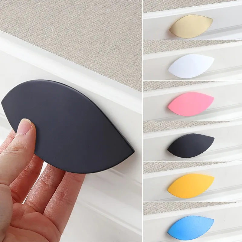Colorful Simple Children's Room Bedroom Bedside Table Handle Pink Leaf Pink Wardrobe Drawer Knob Kitchen Furniture Door Handle