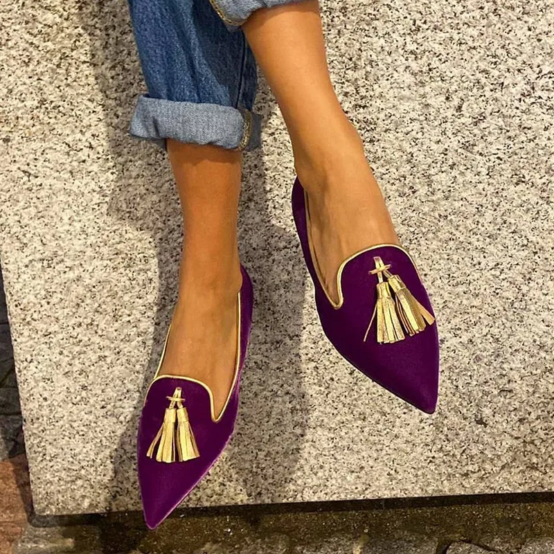 Spring/Summer 2026 Solid Color Fashion Low Heel Pointed Toe 40-43 Low Cut Fringe New Style Casual Women's Sandals，British Style view 4