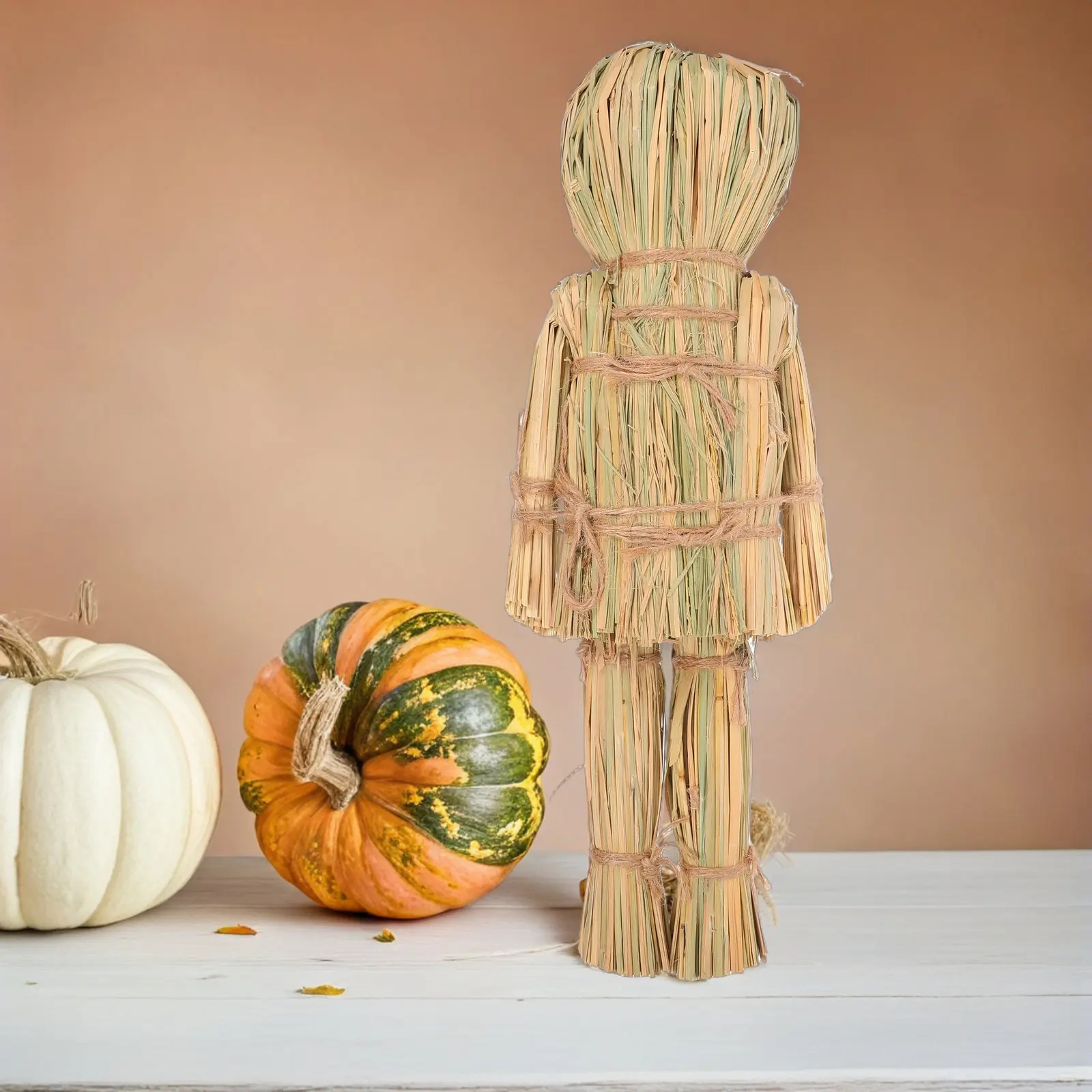 Weatherproof Handwoven Straw Scarecrow Fall Scarecrow Decor for Garden Lawn Porch Harvest Season Thanksgiving Halloween Outdoor