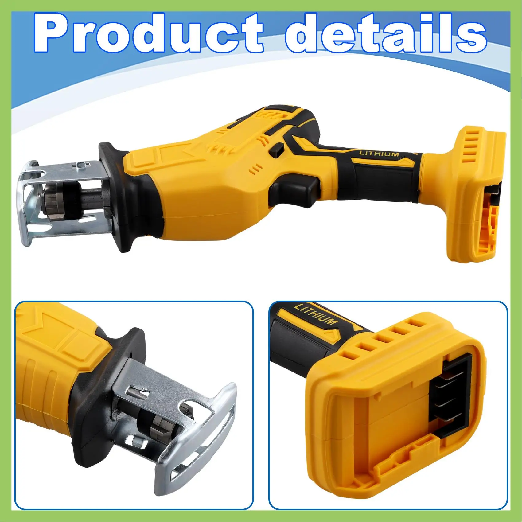 

Cordless Reciprocating Saw Variable Speed Wood Metal PVC Cutting Electric Saber Saw For 20V Battery (No Battery)