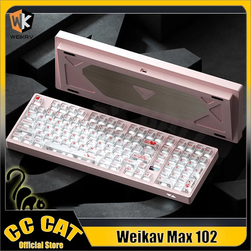 

Weikav Max102 Комплект механической клавиатуры 101 клавиш 3 режима Беспроводная Bluetooth-клавиатура Комплект из алюминиевого сплава Поддержка QMK 10000 мАч Подарок
