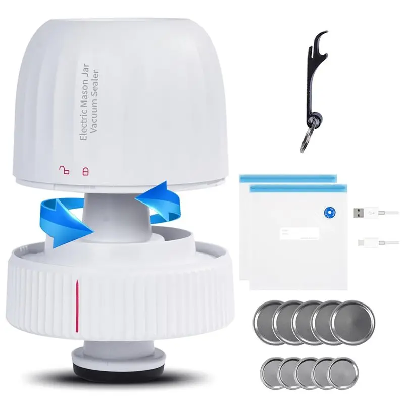 

AT05-Electric Mason Jar Vacuum Sealer Automatic Vacuum Sealer For Wide And Regular Mouth Mason Jars For Jars For Food Storage A