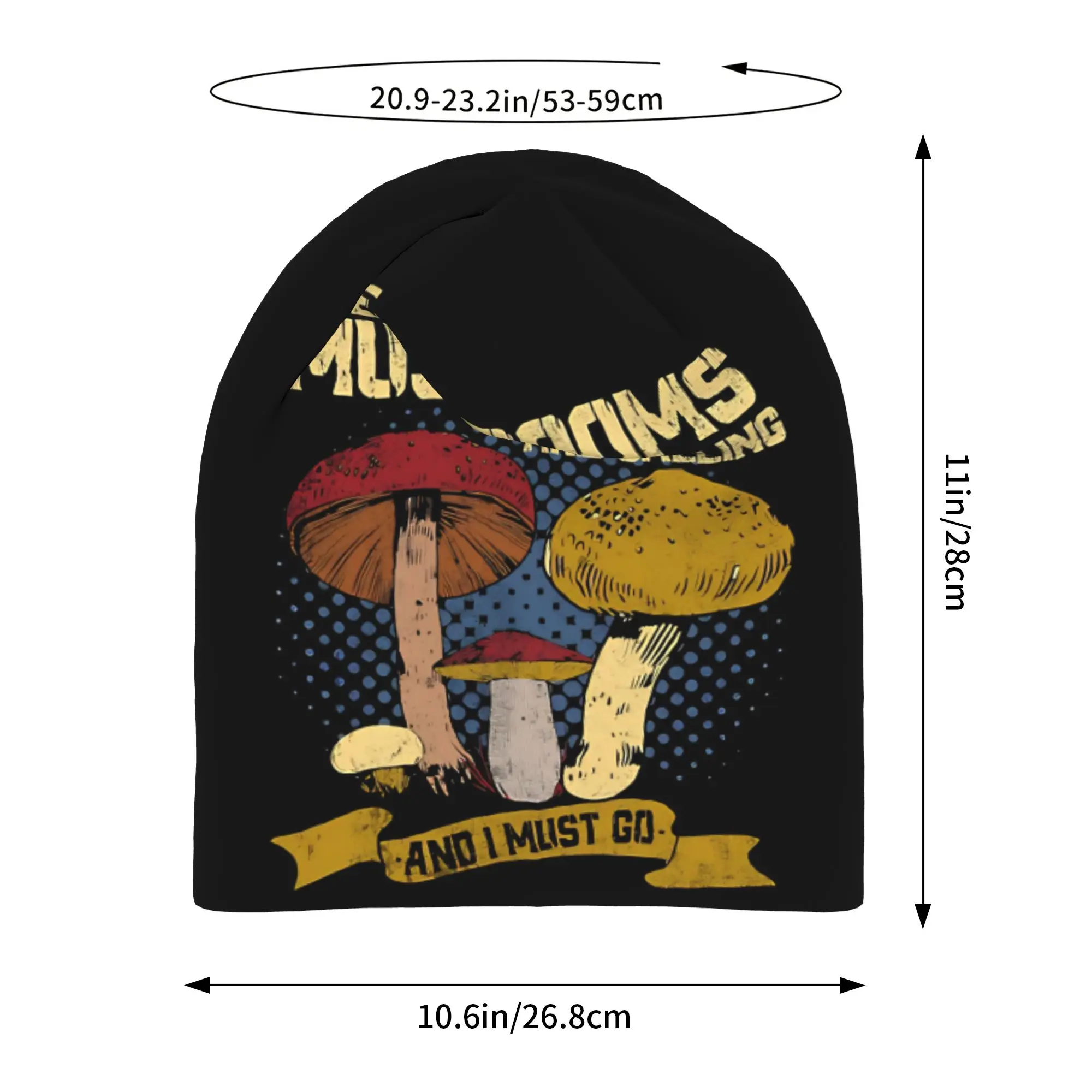 Mushrooms Are Calling Skull Cap Beanie Breathable  Hiking Hat for Men Women