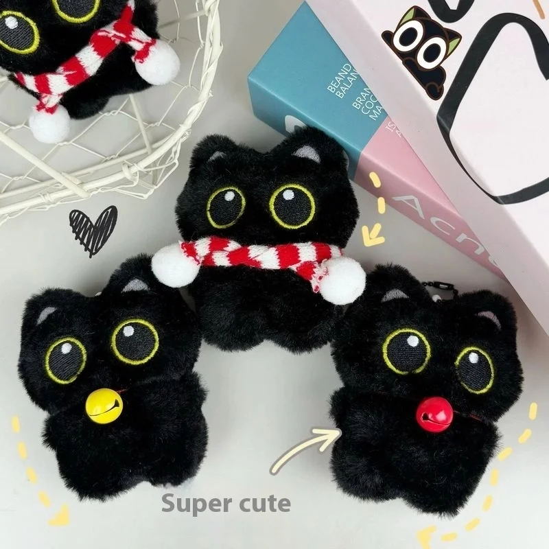 พวงกุญแจตุ๊กตาแมวดำคุณภาพสูง ตุ๊กตาส่งเสียง ของตกแต่งกระเป๋าเป้ พวงกุญแจ ของขวัญวันหยุด ของขวัญสำหรับคู่รัก